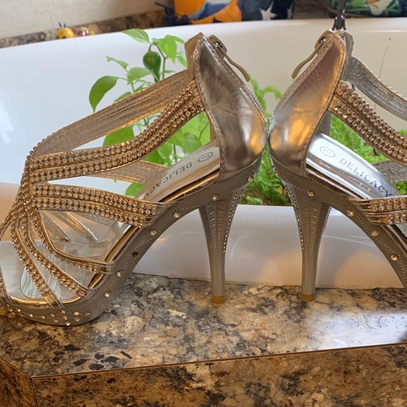 Delicacy Silver Rhinestone Heels - Picture 6 of 10